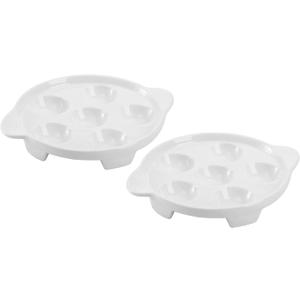 Bamboo's Grocery LoKii 6 Holes 2 Pack Ceramic Escargot Dish, Ceramic Snail Dish with Handles, Escargot Dish Diet Plates, White, 6 Inches, Medium