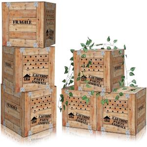 6 PCS Jungle Party Boxes 12 x 12 x 12 Inch Safari Animal Boxes Jungle Party Favor Letter Boxes for Baby Shower Gender Reveal Birthday Supplies Tropical Woodland Zoo Wild Animal Decoration Gifts