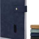 Hardcover A5 Leather Journal Notebook for Women Men, Front Pocket Journals for Writing, 100gsm 200 Pages Thick Lined Notebooks for Note Taking, Work, Business,Travel,Office, School, Daily Journal