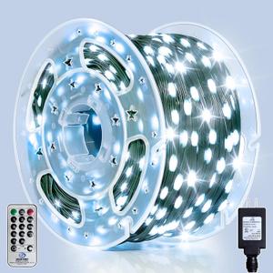Soagrc Outdoor Christmas Lights, 800LEDs 262FT Christmas Tree String Lights, IP67 Waterproof 8 Modes Cold White Holiday Lights with Remote for House Yard Xmas Decorations