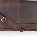 Oak Leathers Leather Messenger Bag for Men and Women - Laptop Briefcase Bag For College, Office, Adjustable Shoulder Strap (Wood)