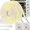 Under Cabinet Lighting Wireless, 2 Pack 5000mAh 13FT COB Motion Sensor Led Light Strips Indoor, Rechargeable Battery Powered Motion Activated Stair Shelf Closet Cabinet Counter Led Strip Tape Lights