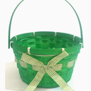 Holiday Home Solid Bamboo Basket, 8.5 in, Green, 2 Pack