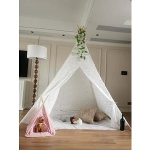 ABULU Elegant 5-Sided Lace-Adorned Large Teepee Tent for Adults87" HeightIndoor/Outdoor Versatile Use Boho Indian DesignPerfect for Princess Parties, Weddings, Beach & Picnics  White