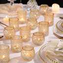 NITIME 36 Pcs Assorted Gold Votive Candle Holders, Tea Light Candle Holder Glass for Wedding Table Decor, Gold Candle Holders for Table Centerpiece, Brithday and Holiday Decorations