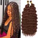 Eerya Long Curly Braiding Hair 18 Inch 2 Packs Deep Ocean Wave Crochet Hair for Black Women Deep Wave Braiding Hair for Boho Braids18 inch, #33