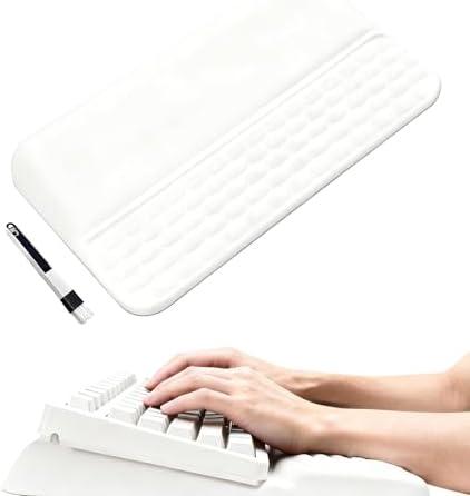 Wrist Rest for Keyboard, Ergonomic Keyboard Stand with Wrist Rest, Soft Memory Foam Wrist pad with Non-Slip Base & Dust Brush, Comfort for Office, Work, Gaming- White