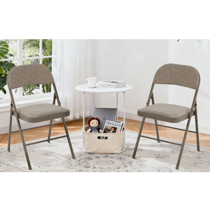 2-Pack Folding Chairs, Padded Fabric Dining Chairs with Cushioned Seat A