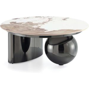 Manhattan Comfort Laurel Round Coffee Table with Sleek Sintered Stone Top and Stainless Steel Base, Elegant Design for Modern Living Room, Centerpiece, Black