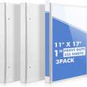 Sinload 3 Pcs 11 x 17 Binders 3 Ring 1 Inch D Ring with Pockets, White