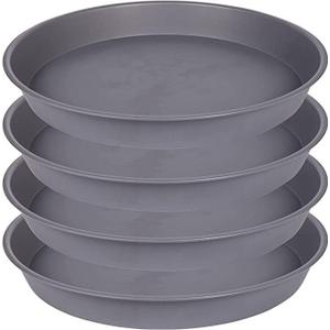 4 Pack of 16 inch Plant Saucer, Heavy Duty Round Plant Trays for Pots, Bird Bath Bowls, Plant Water Tray, Flower Plant Saucers for Indoors (16", Cement Gray)