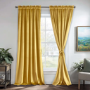JIUZHEN Yellow Velvet Curtains for Bedroom Luxury Room Darkening Window Drapes for Office/Party/Gallery, Set of 2 Panels, 52 x 84 inches, Yellow