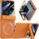 Magnetic for Samsung Galaxy Z Flip 7 Case with Hidden Kickstand, Orange