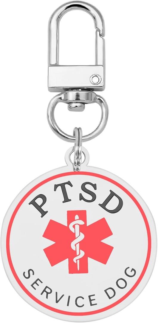4 x PTSD Service Dog Tag Easily Attach to Dog Collar, Harness, Vest (Medium-1.18inch)