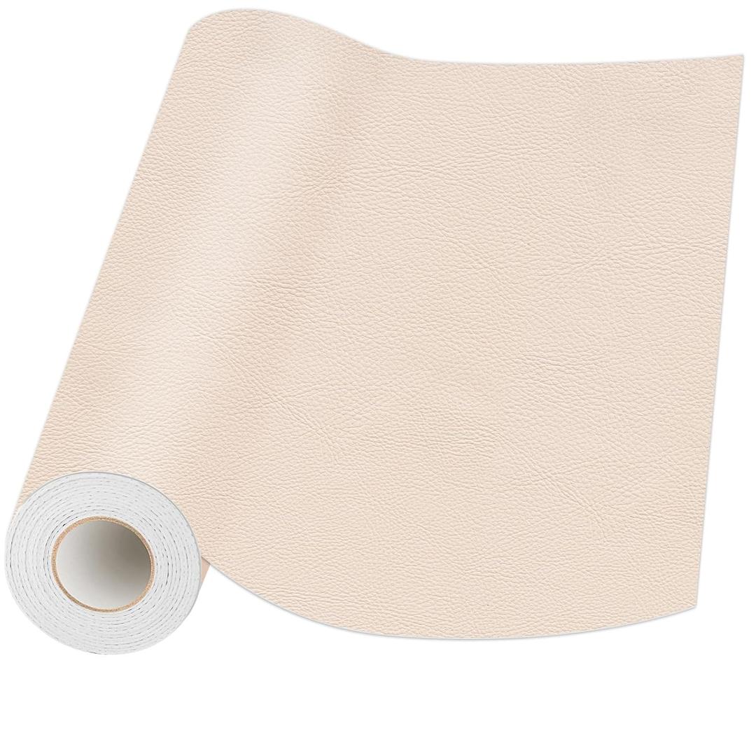 Leather Patches for Furniture,17X79inch Self Adhesive Leather Repair Patch,Leather Repair kit for Furniture, Couch,Car Seat,Motorcycle seat,Loveseat (Beige-Litchi Grain, 17X79 inch)
