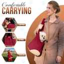 Plush Dog Purse Carrier for Small Dogs, Soft Dog Tote Bag with Safety Harness Clip, Cozy Pet Carrier for Dogs Under 15 lbs, Comfortable Dog Shoulder Carrier for Travel, Red