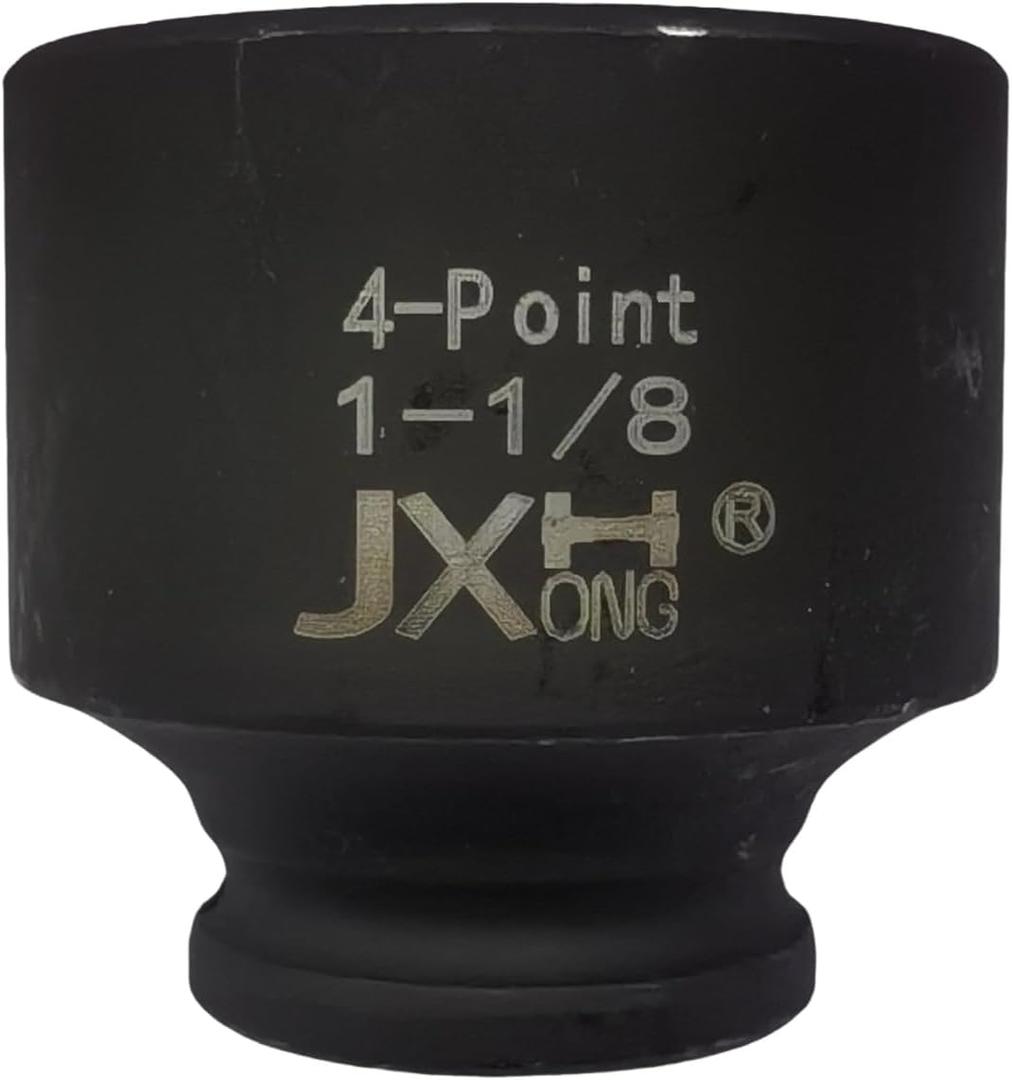 1/2" Drive 1-1/8" 4-Point Square Impact Socket, Heat Treated Cr-Mo Alloy Steel