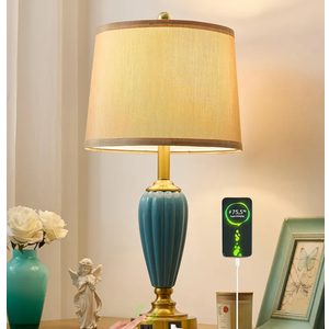 SAIWEYA Living Room Table Lamp, 25.5" Touch Lamp for Nightstand with USB A+C Ports, Modern Farmhouse Table Lamps for Bedroom, Bulb Included