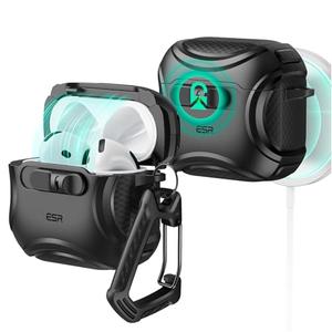 ESR for AirPods 4 Case, Compatible with AirPods 4 Generation Case (2024) (USB-C), Compatible with MagSafe, Drop-Proof Lock, Easy Open, Cyber Series, Black