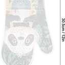 ANNA QUEEN Oven Mitts Set of 2 with Clear Silicone Shell and Panda Print Cotton Lining, Heat Resistant Kitchen Oven Gloves Pot Holders