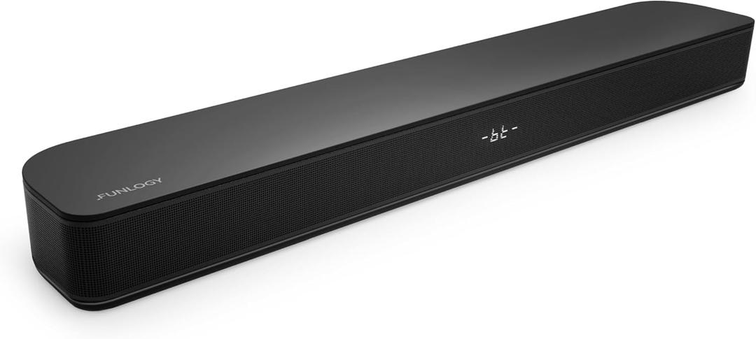 FUNLOGY Sound Bar for Smart TV, 100W 2.1ch Bluetooth 5.0 Soundbar with HDMI ARC, Optical & AUX, Remote Control, for Projector and Gaming, Black