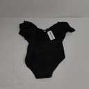 SPORLIKE Women One Piece Swimsuit V-Neck Ruffle Bathing Suit Padded Monokini (X-Large, Solid Black)