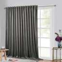 StangH Blackout Patio Door Curtains - Grey Velvet Curtains 108 inches Long, Back Tab Design Thermal Insulated Extra Wide Curtain Panel for Sliding Door/Locker Room, Grey, W100 x L108, 1 Panel