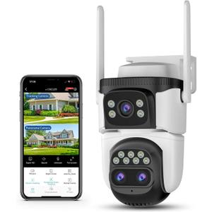 VSTARCAM Three-Lens Security Camera,2K Outdoor Camera,Human Detection,Home Security Cameras Outdoor,Night Vision,Siren & Spotlight Alarm,Two Way Audio,Local & Cloud Storage,10x Zoom