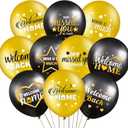 45 Pcs Welcome Home Balloon Decoration 12 Inch Black and Gold We Missed You So Much Balloon for Family Gathering Housewarming Reunion Army Theme Home Deployment Return Party