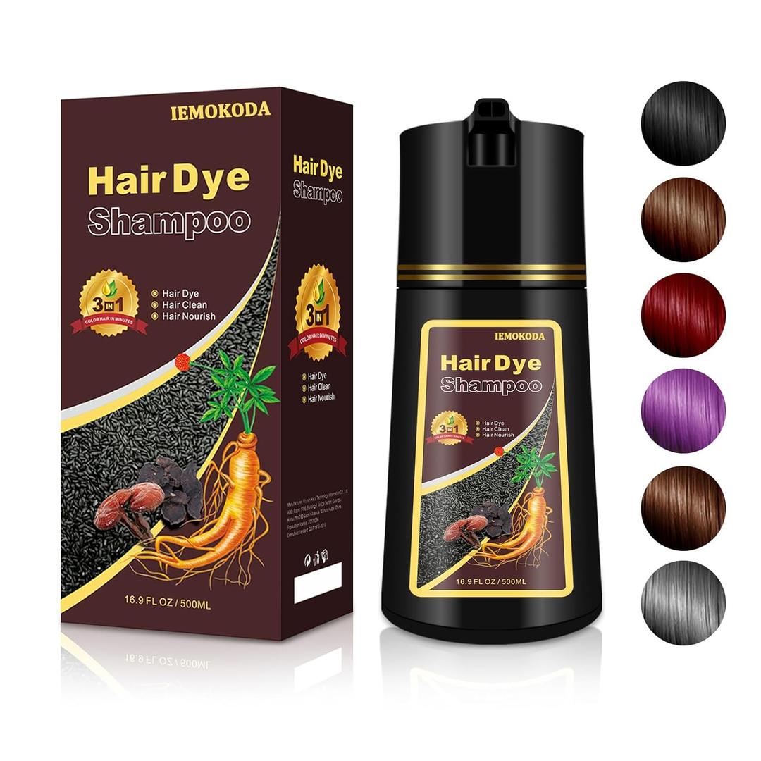 3 in 1 Hair Dye Shampoo for Gray Hair, 16.9 Fl Oz (Chestnut Brown for Men & Women)