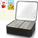 38 Slots Seed Storage Organizer Box with Insulated Bag That Holds 80-200 Seed Envelopes, Oxford Cloth Garden Seed Containers with Labels, Seed Packet Organizer for Plant, Flower ,Vegetable Seeds