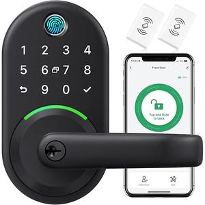 Smart Door Handle Lock with Keypad: Yamiry Fingerprint Smart Knob  Keyless Entry Digital Lock for Front Door  Deadbolt with APP  Generate Passcode Remotely  DIY Installation