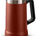 KooK Beer Stein, Stainless Steel Coffee Mug, Tumbler with Thermal Vacuum Insulation, Double Walled Drinking Cup, Large Handle, Shatterproof, Dark Terracotta, 23.7 oz
