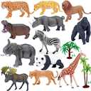 Safari Animals Figures with Activity Play Mat & Storage Box, Realistic Plastic Jumbo Playset, Jungle Wild Zoo Animals Toys for Kids Toddler 3-5, 22Pcs Birthday Gifts Christmas Stocking Stuffers