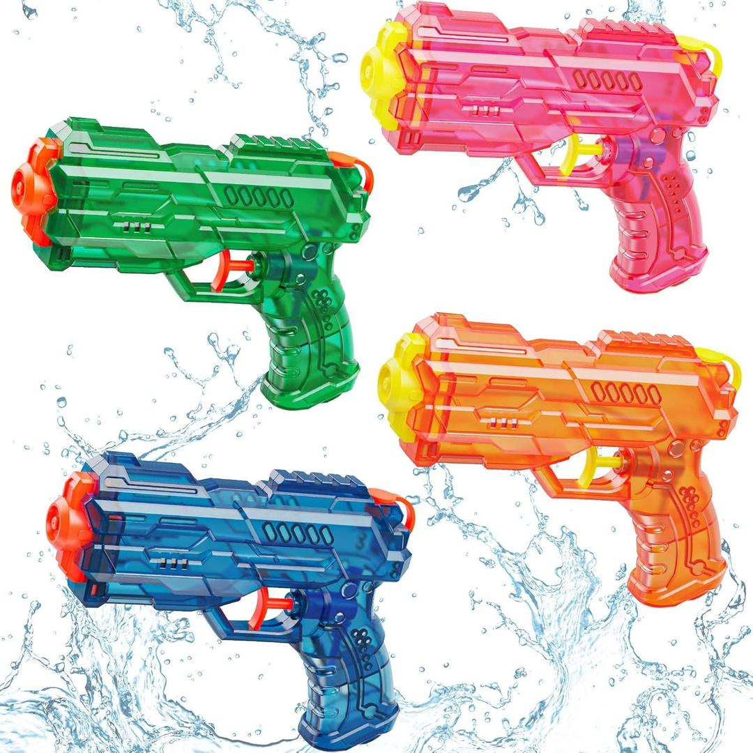 Kids Water Guns 4 Pack Small Squirt Guns for Boys & Girls, Mini Water Blaster Toys for Toddlers, Summer Pool Beach Outdoor Water Play (Blue+Pink+Green+Orange)