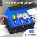 Budding Joy Card Deck Box for MTG with Small Case, 2200+ Commander Trading Card Storage Box with Portable Handle, Magnetic Deck Case Fits for Top Loader TCG, PTCG, Sports, Magic Cards, Black Blue (4 Rows)