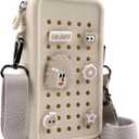 CANDY Small Crossbody Bag with Wide Shoulder Strap and Larger Holes for Charms  Adjustable, Stylish, and Comfortable Everyday Bag (Beige)