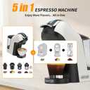 KOTLIE EM-308B Espresso Machine, Single Serve Coffee Maker Compatible with Multiple Capsule Types, Ground Coffee, and ESE Pods, 3 Temperatures, 7 Water Volume Levels, 34 OzWhite