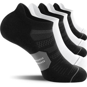 CS CELERSPORT Men's Ankle Running Socks with Cushion, Arch Support Low Cut Athletic Tab Socks for Men Women 6 Pack, Large