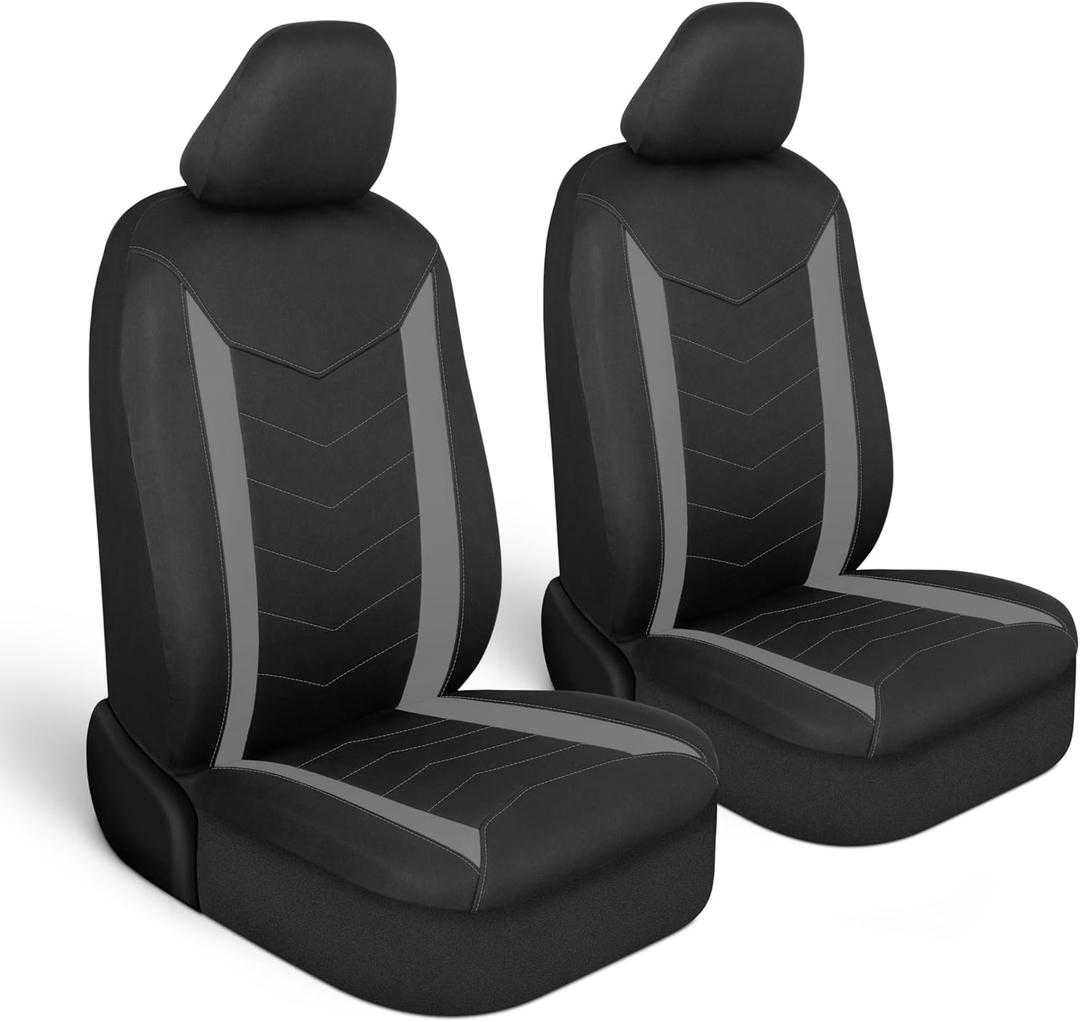 Motor Trend SpillGuard Seat Covers for Cars Trucks SUV  Gray Seat Covers with Waterproof Neoprene Lining, Automotive Car Seat Covers for Front Seats Only, Forros Para Asientos de Carro