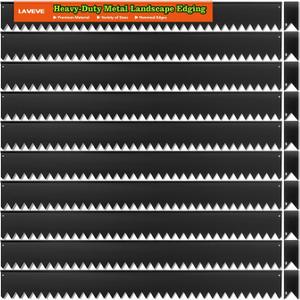 LAVEVE Landscape Edging Galvanized Steel Black, Hammer-in Metal Garden Edging Border with Clips, Suitable for Garden Fence, Paver Edging, Lawn and Yard (40"L x 5"H x 10 Pack)
