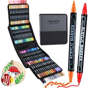 80 Colors Dual Tip Acrylic Paint Markers, Premium Dot & Fine Tip Coloring Paint Pens for Rock, Wood, Fabric, Canvas, Glass, Paper, Ceramic, Scrapbook, Vision Board and DIY Crafts Supplies Art Gifts