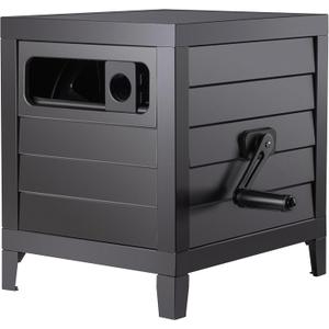 Metal Garden Hose Reel Deck Box, Durable Steel Garden Hose Storage Box Cabinet, 150ft 5/8" Garden Hose Capacity. - Hose guide Manual Rewind, No-leak Aluminum Water Connections