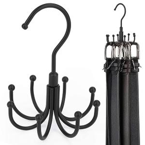 BigOtrers Belt Hanger, 2 Pack Rotatable Belt Rack Closet Accessories Organizer, Maximum 24 Storage Capacity, Hanging Holder Storage Hook for Belt, Bra, Tank Top, Tie, Scarf, Purse, Black
