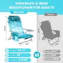#WEJOY Beach Chair for Adults, Reclining Adjustable Position,Lay Flat Lightweight Folding Portable Aluminum Chair with Backpack Straps,Padded headrest, Heavy Duty 400 lbs Lawn Chair for Beach, 2 Pack