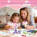 Unicorn Marker Airbrush Spray Art Kit, Art Supplies for Kids Ages 8-12, Unicorn Toys for Girls Age 4-6, Craft Kits Paint with 5 Washable Markers&8 Stencils, Birthday Holiday Easter for Kids, Girls (Pink)