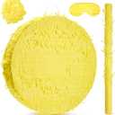 Jenaai Disco Ball Large Piñata 16 Inch, Round Blank Disco Piñata with Stick Blindfold and Confetti for Adults and Kids' Birthday Parties, Carnivals New Year Decorations Supplies(Yellow)