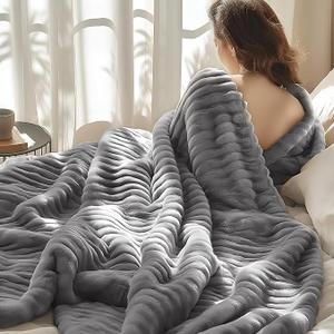 Bedsure Frost Gray Fleece Blanket for Couch - GentleSoft Cozy Soft Blankets for Women, Cute Small Throws for Girls, 60x80 Inches