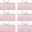 6 Pack Pink Spandex Tablecloths for Rectangle Tables 6 Foot Pink Stretch Table Cloth Rectangle 6ft Elastic Fitted Table Cover with Skirt for Wedding Baby Shower Girl Birthday Party Banquet Buffet, 72" x 30"