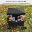 4 Seater Foldable Wagon Stroller & Cargo,with 5-Point Harnesses,Adjustable Push/Pull Handle, Removable Sun Canopy, One-Step Locking Design, Suitable for Family Travel, 4 Children Ride, Gift